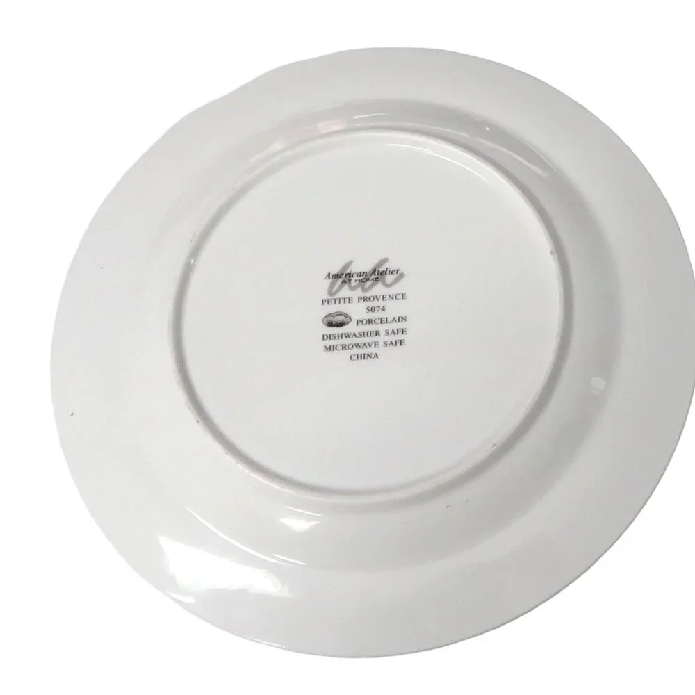Set of 2 American Atelier Petite Provence 8 Inch Porcelain Rooster Salad Plates